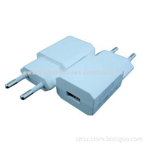 GS AC USB Power Charger, 5V, 1A Output, 100-240V AC, 0.5A, 50/60Hz Input